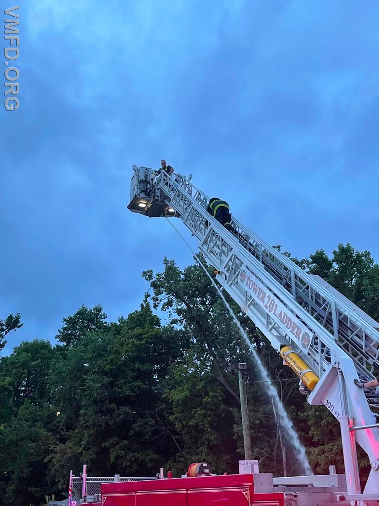Tower Ladder 20 practices Master Stream Operations with Eng 41.