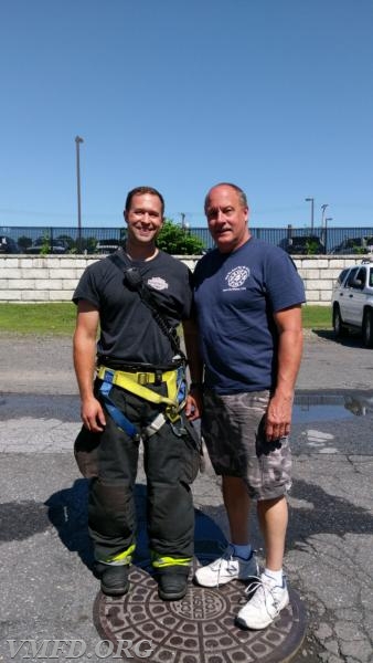 Chief Tracey Schmaling welcomes the newest chauffeur to the VMFD! FF Tom Hensler